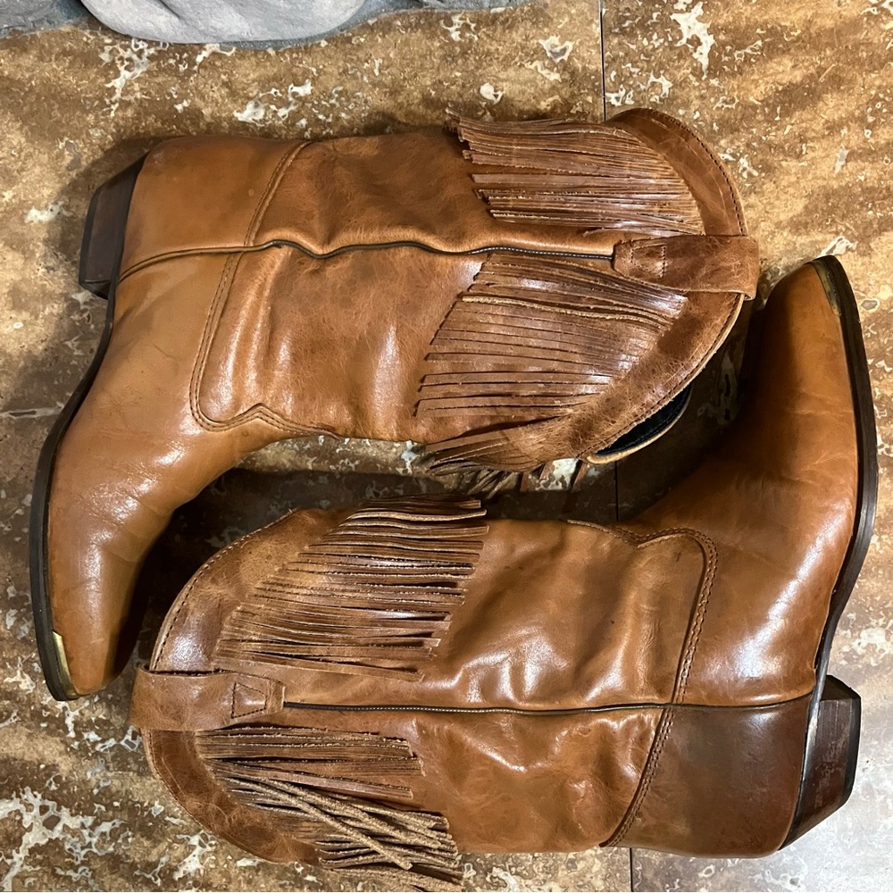 Durango | Fringed Leather Western Boots w/ J Snip Toe - Picture 4 of 13